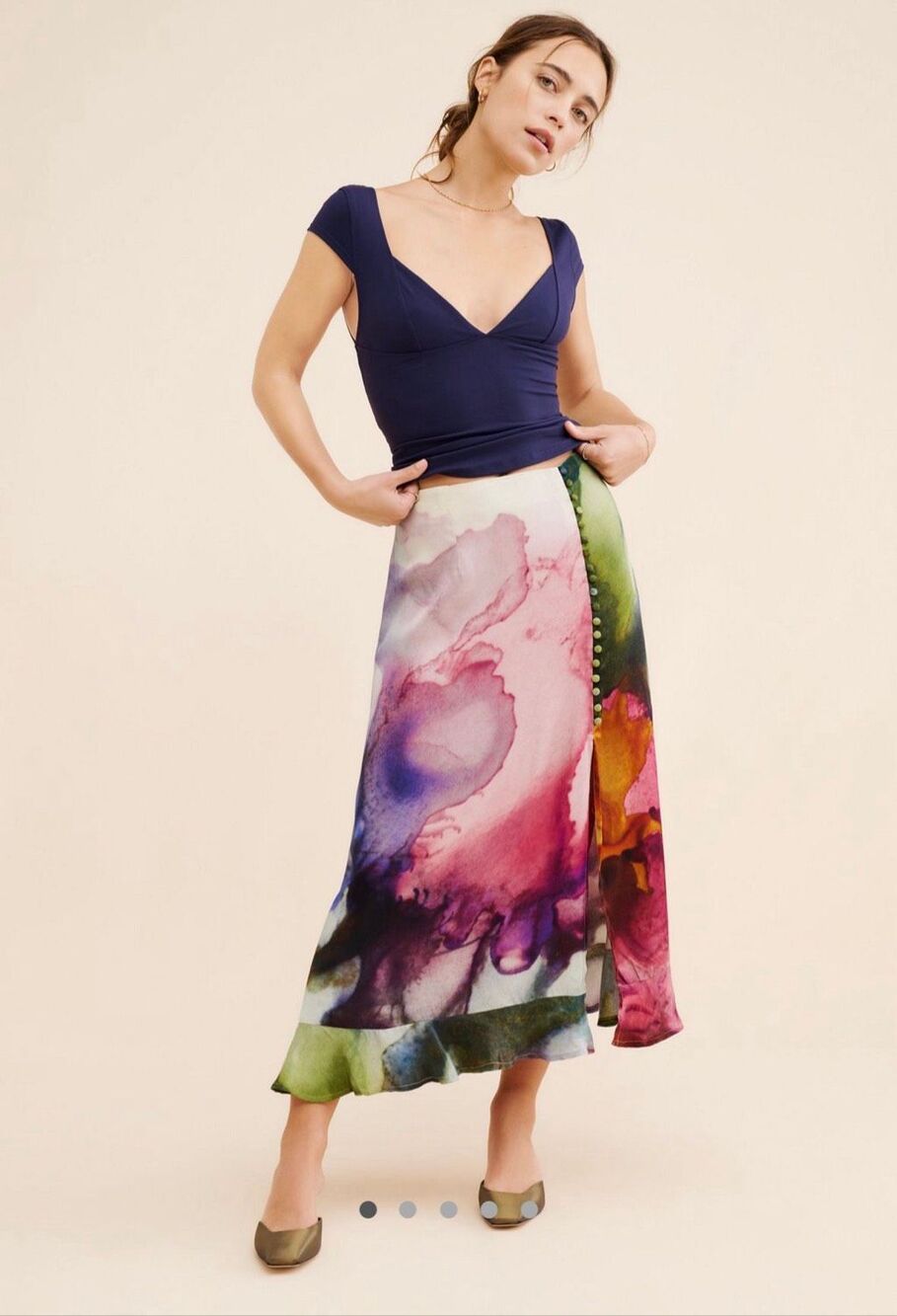 bl^nk London Sz M Clania Maxi Skirt Anthropologie Multicolor Abstract